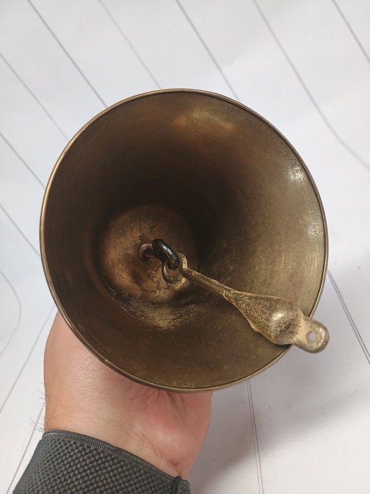 Vintage Solid Brass Wall Mount Dinner Bell Farm School Rustic Antique Style