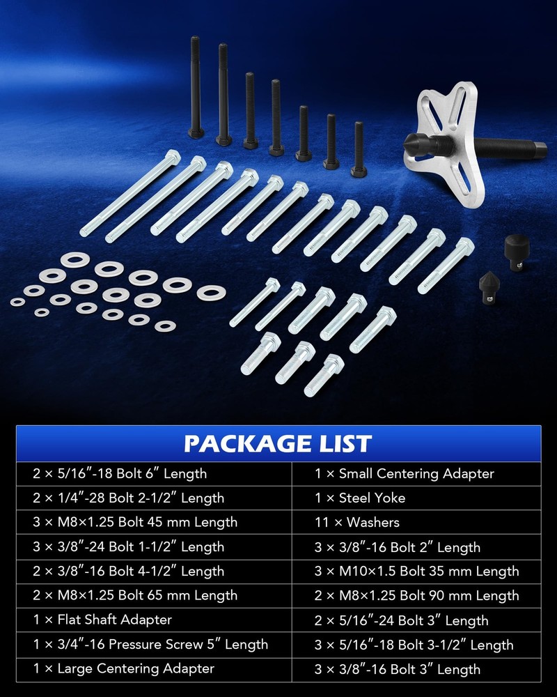 Orion Motor Tech Harmonic Balancer Puller Kit, 49pc Power Steering Black