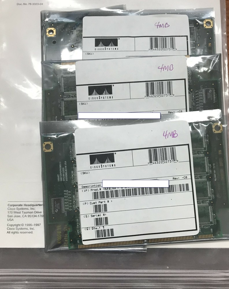 Cisco MEM-VIP250-4M-S 4MB SRAM Option for RSP7000 - PULL