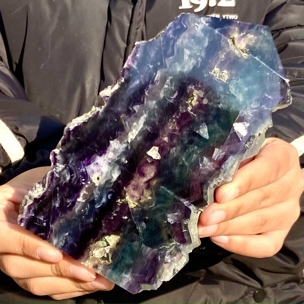 1.28LB Natural unique colored fluorite pillar quartz crystal sample