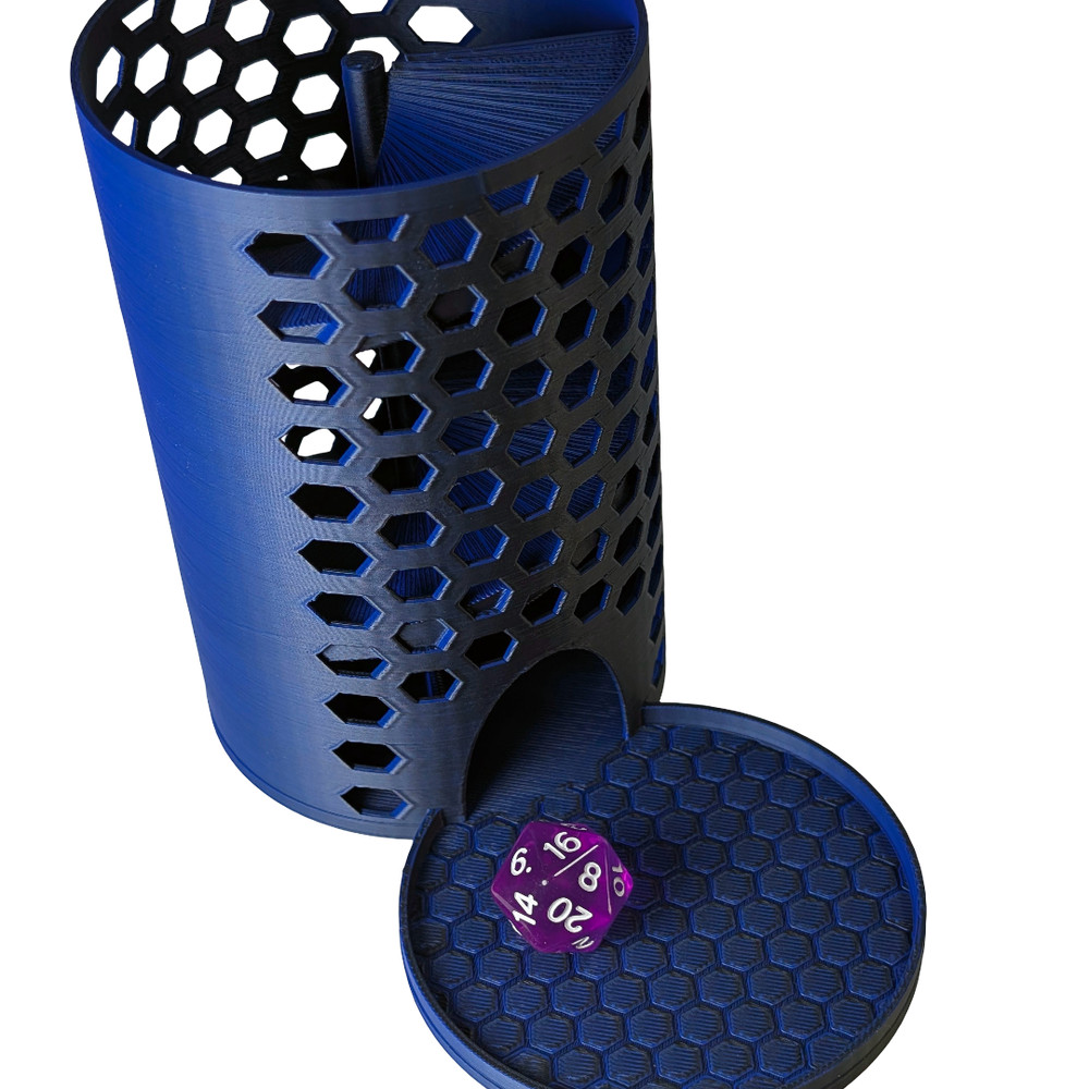 Supportive Solutions Hexagons Dice Tower - One Size Black & Blue - New, Handmade