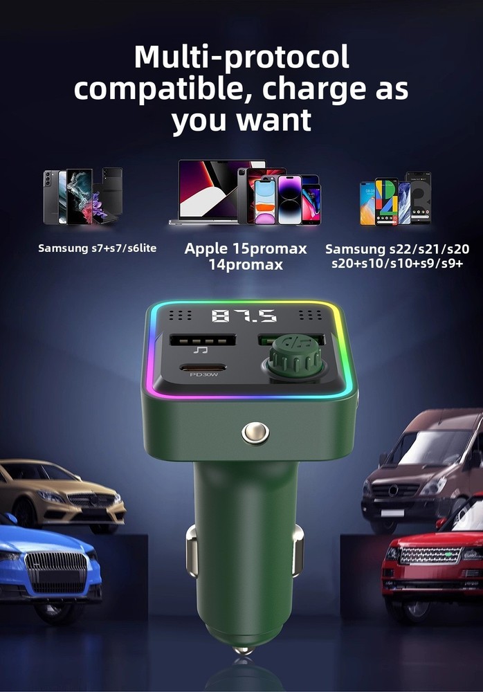 Dual USB Car Charger Fast Charging Bluetooth for iPhone Android Quick Charging