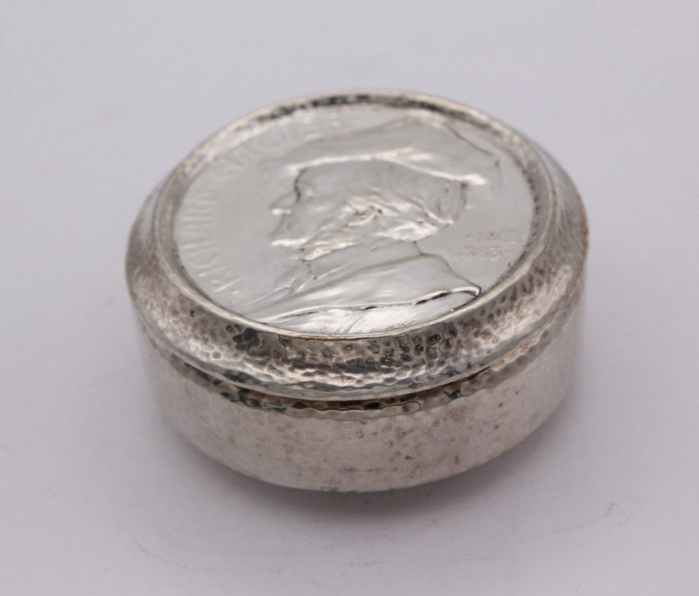 Richard Wagner Composer Commemorative German 800 Silver Box, 5 cm diameter