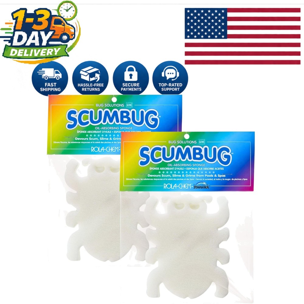 2 Pack Scumbug Spa & Pool Scum Absorber - Lasting Durability & Reusability