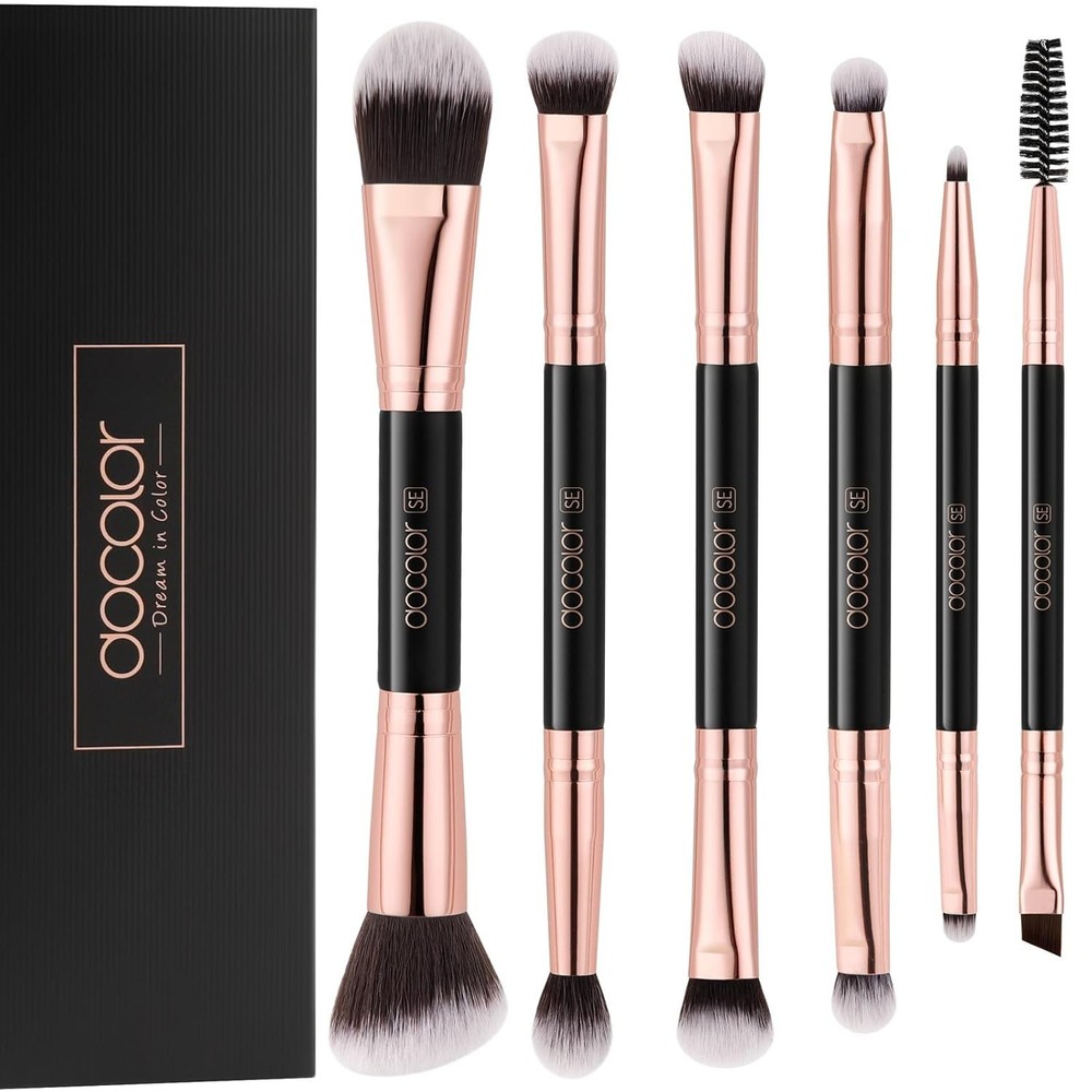 Double Sided Makeup Brushes, 6Pcs Double Ended Eyeshadow Brush Set Profession...