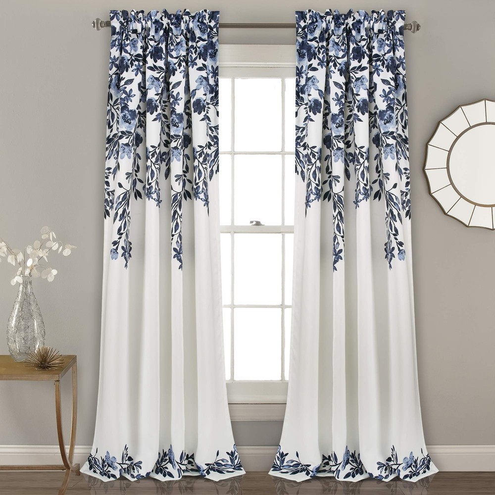 Tanisha Curtains - Light Filtering Window Panel Set, Pair - Floral Vine Print...