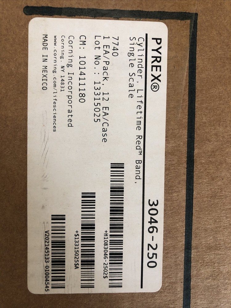 Pyrex 3046-250, Single Metric Scale Graduated Cylinder
