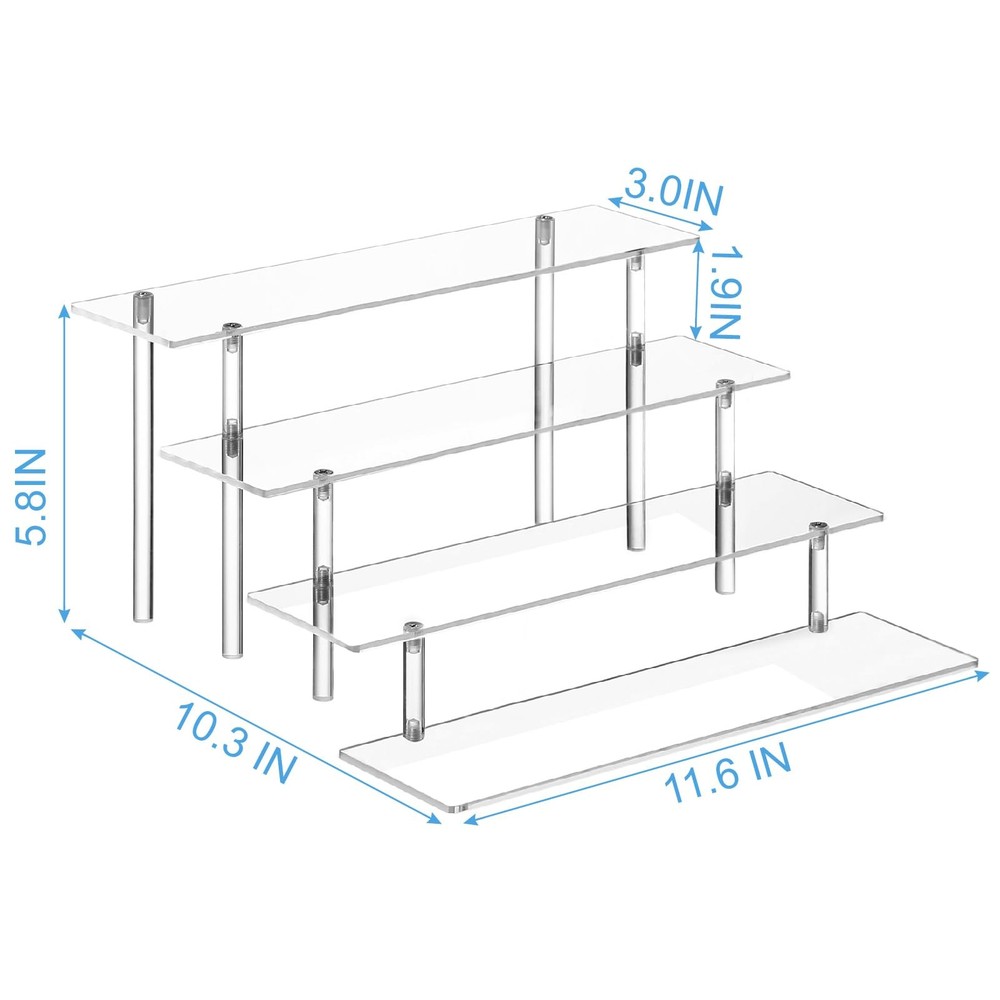 HENABLE 4 Tier Acrylic Perfume Organizer Stand, Clear Display Risers for Perf...