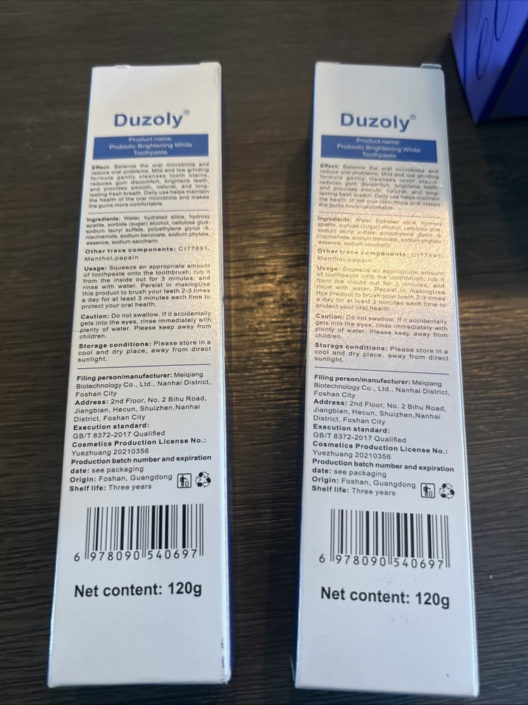 Duzoly 7.5% nHAP Probiotic Brightening White Toothpaste - 2 PACK - 120 g each