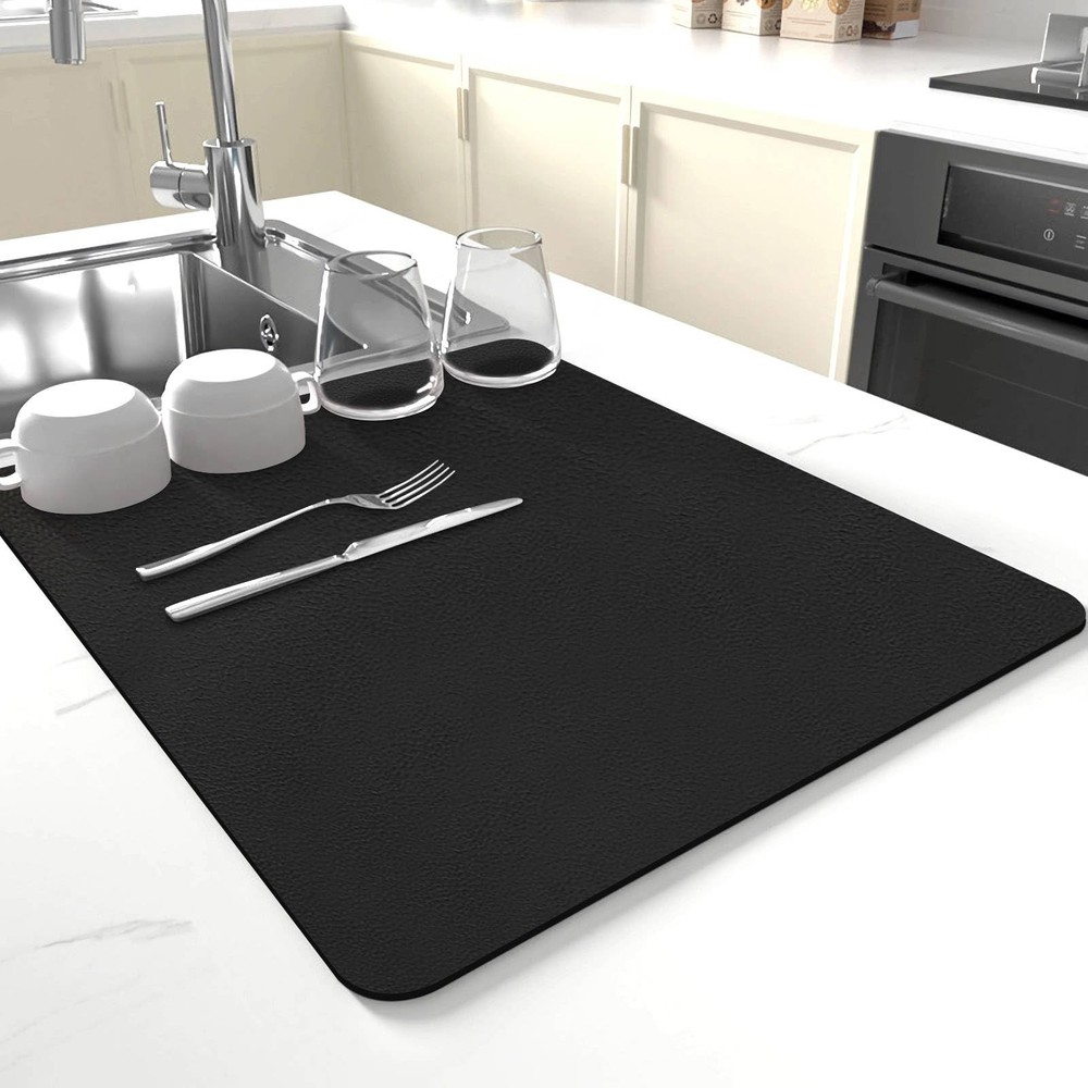 Dish Drying Mat for Kitchen Counter,Drying Mat for Dish Rack,Absorbent Hide S...