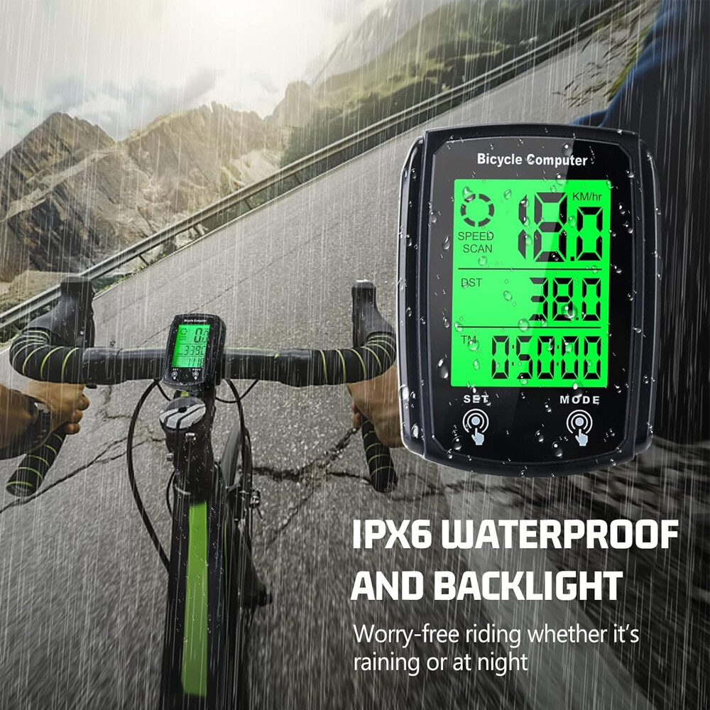 2X Waterproof Wired LCD Digital Cycle Bike Computer Bicycle Speedometer Odometer