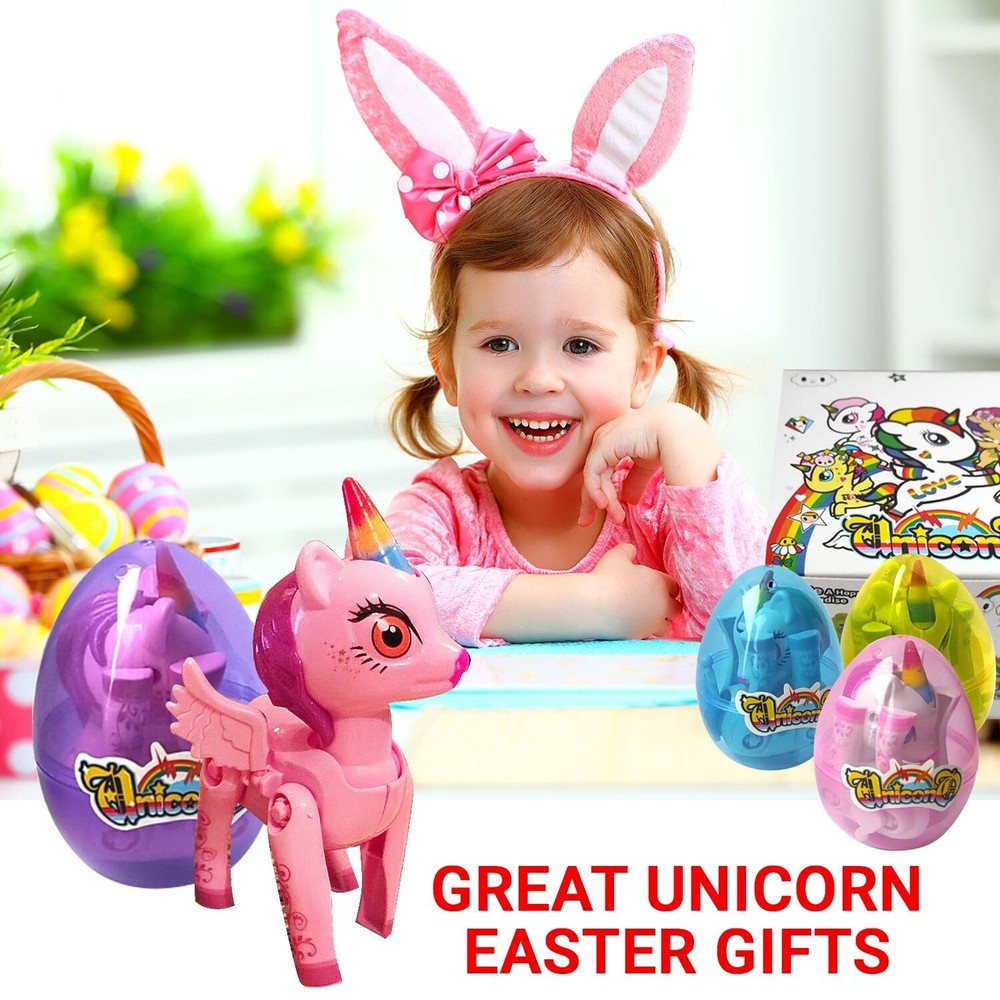 4 Pack Prefilled Easter Eggs with Toys 4 3/8" Plastic Easter Eggs Filled for Kid