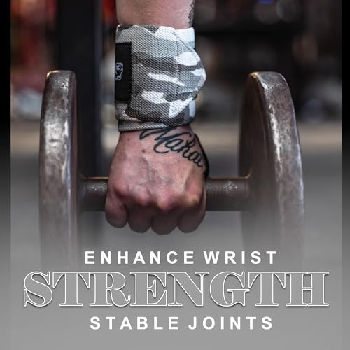 Improved Lifting Support & Stability - Gym Wrist Wraps for Gray Camo