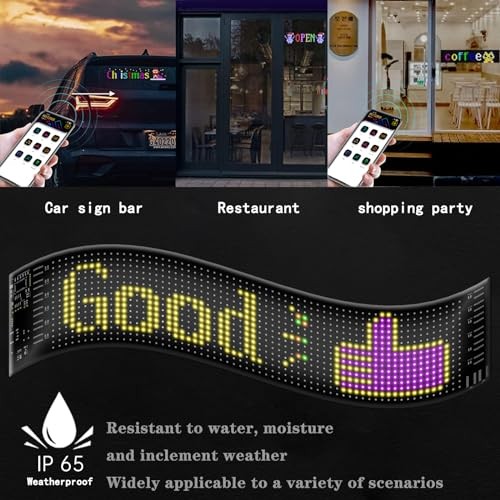 LED Sign for Car - 7"x3" Flexible LED Matrix Panel | DIY Programmable Small