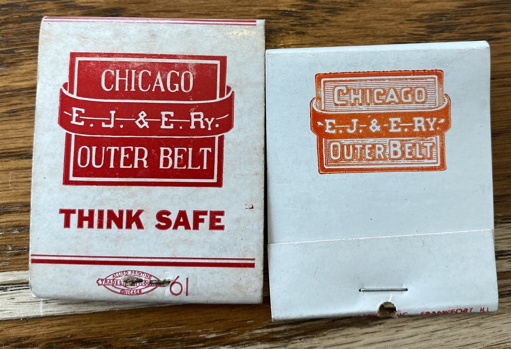 2 Vintage Chicago E.J. & E.Ry Outer Belt Railroad Matchbooks