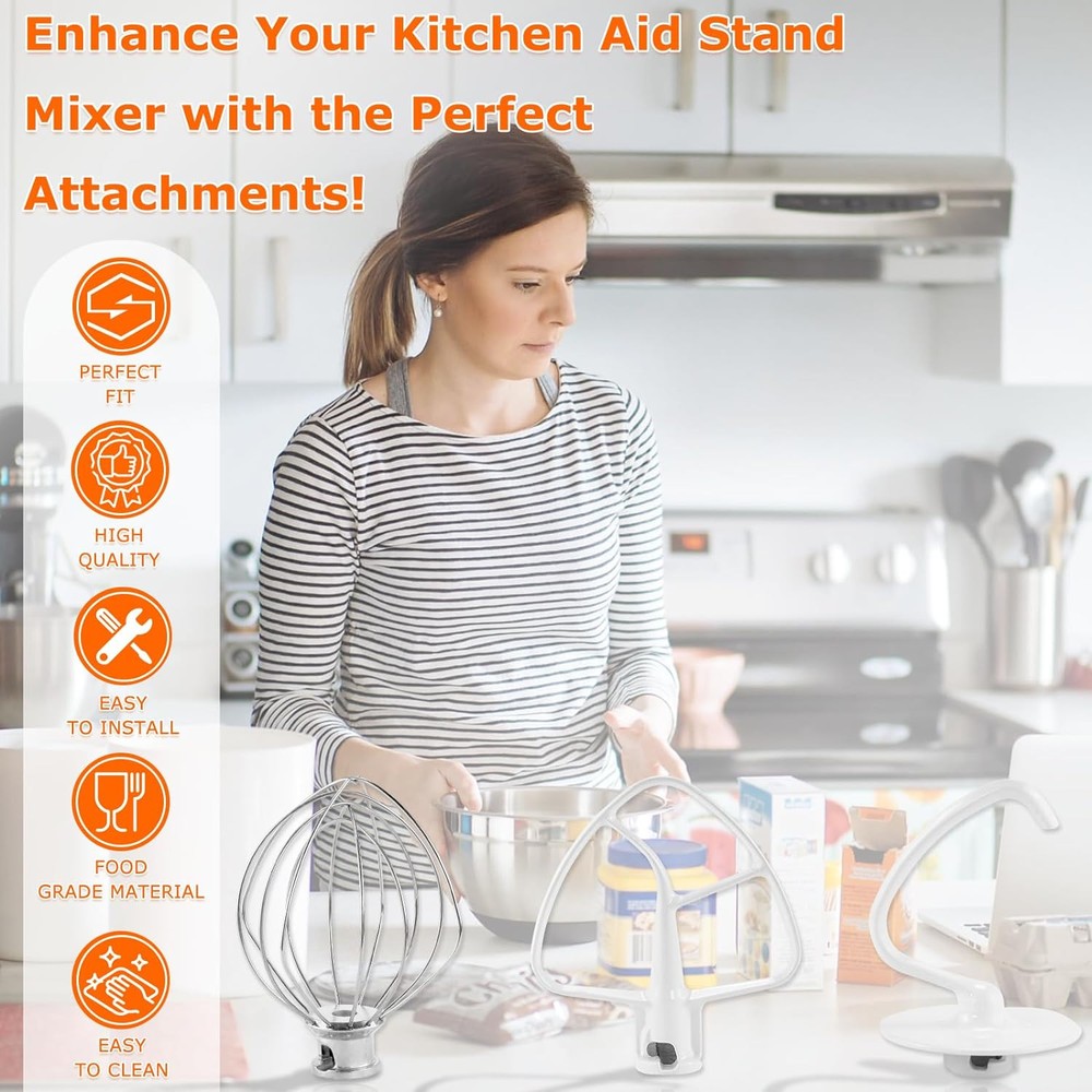 Stand Mixer Attachments 3-Piece Kit -Replace for Kitchen aid Accessories...