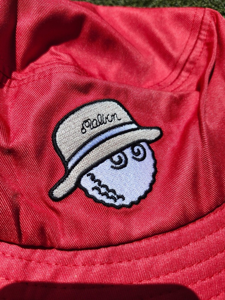 Malbon Golf Bucket Hat Red | Embroidered Script Logo | Adjustable Strap | New