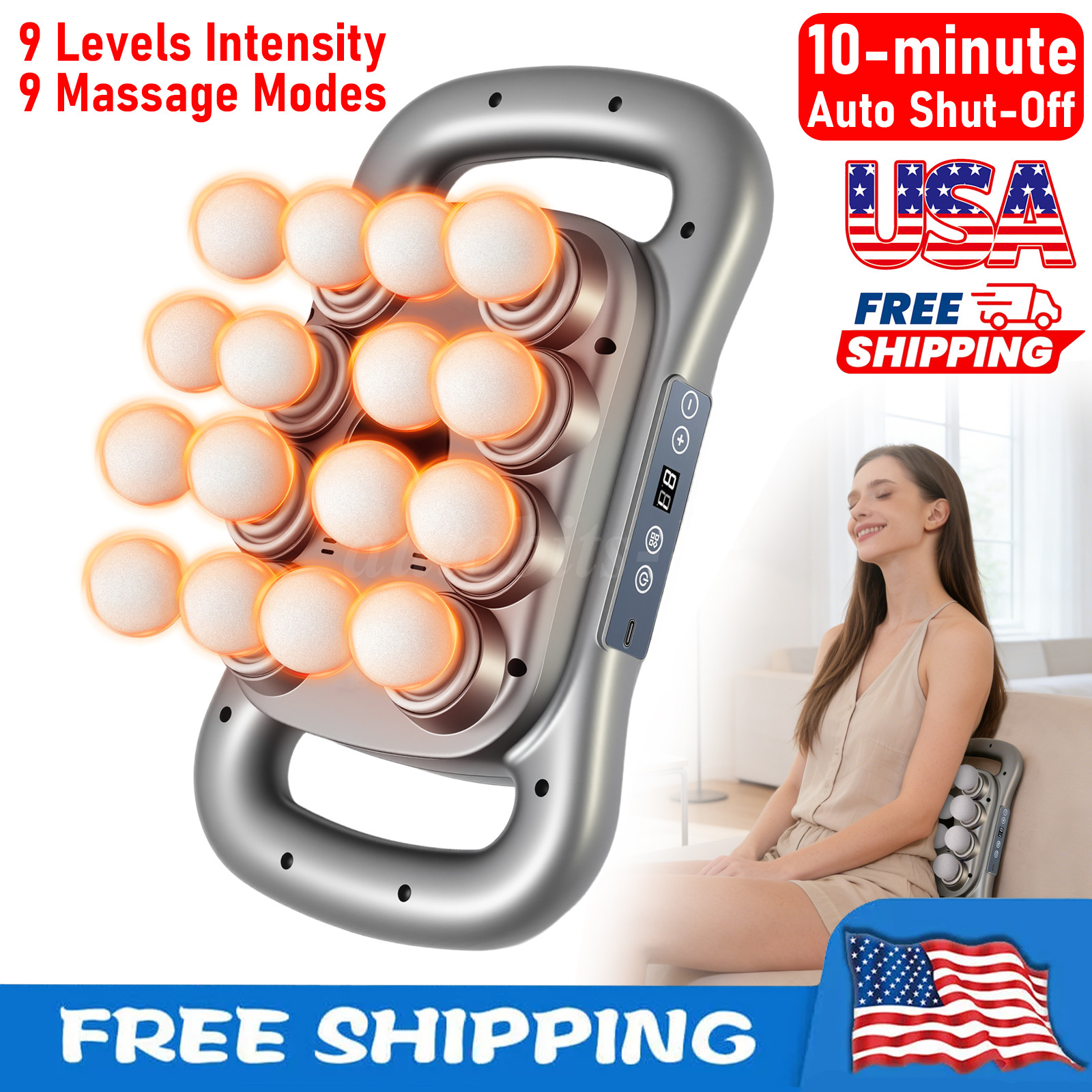 9 Modes Massage Gun Deep Tissue Percussion Massager Speed Muscle Vibrating Relax