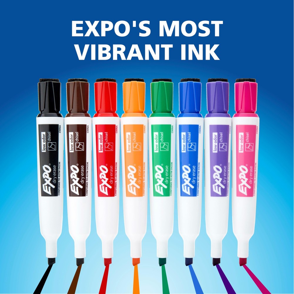 Magnetic Dry Erase Markers with Eraser Chisel Tip Assorted 8 Count
