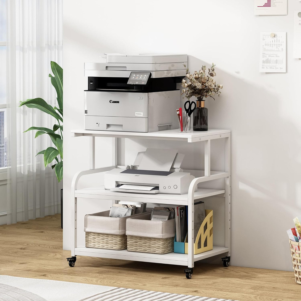 Printer Stand, 32.3" X 18.9" X 32.1" Extra Large Printer Table with Adjustable S
