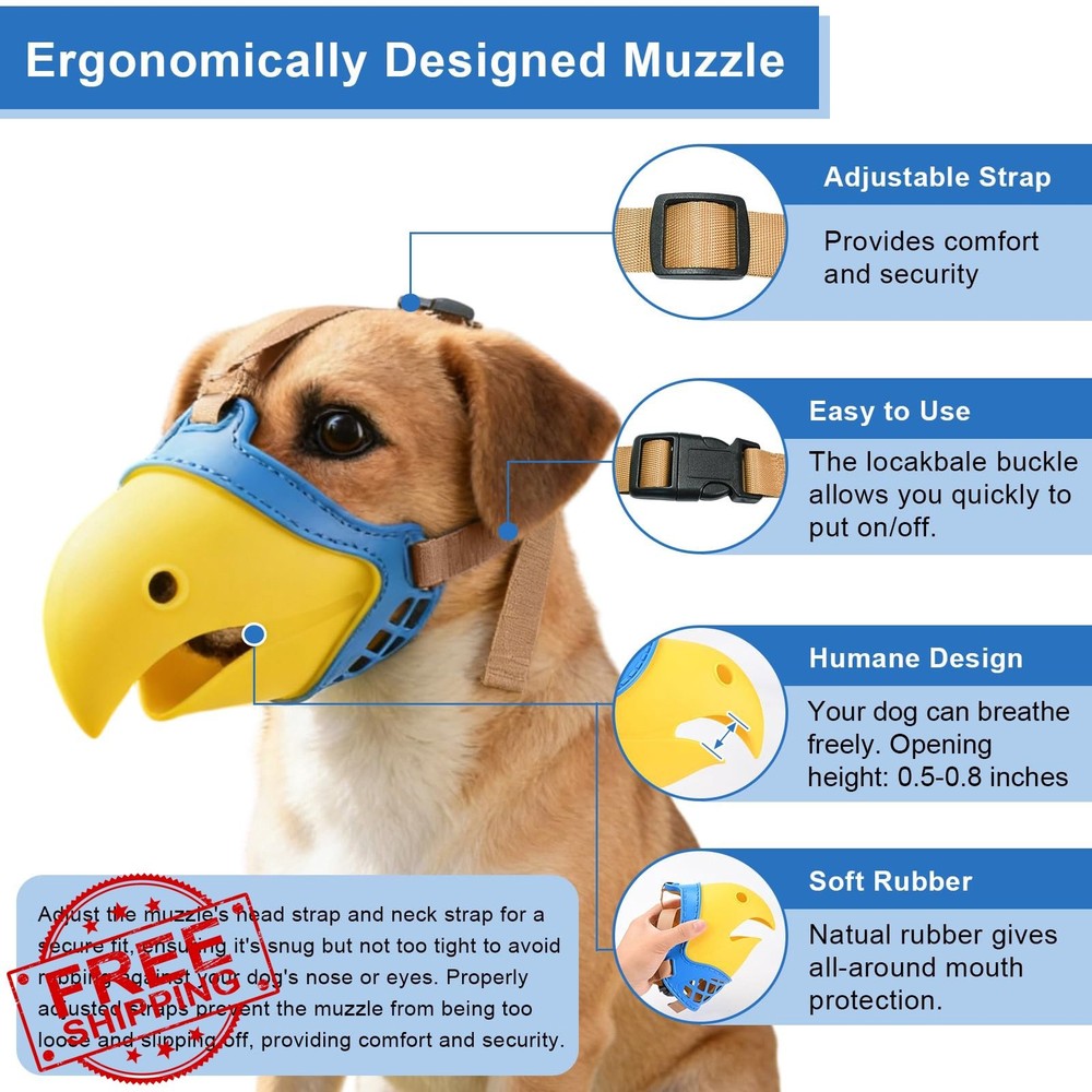 Dog Muzzle for Small Dogs Bite Proof Soft TPR Adjustable