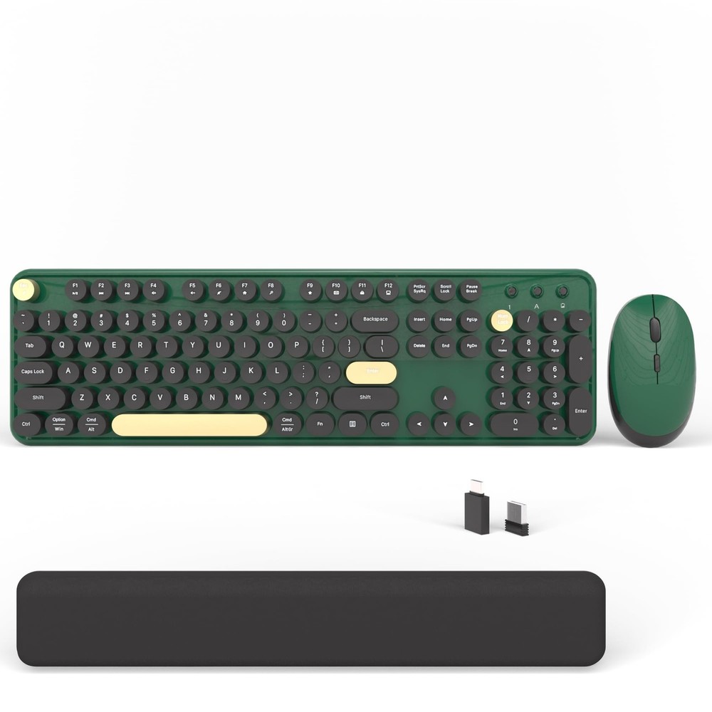 Colorful Wireless Computer Keyboards Mouse Combos, Cute Retro Typewriter Keyb...