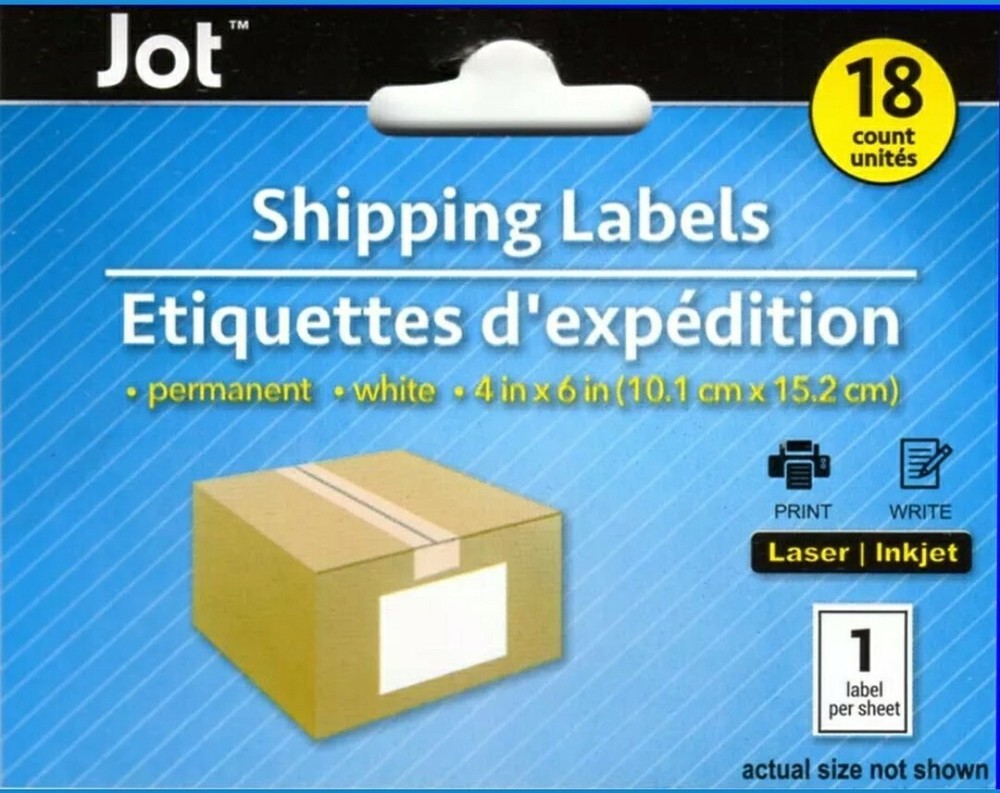 Jot White Shipping Labels, 18-ct. Packs
