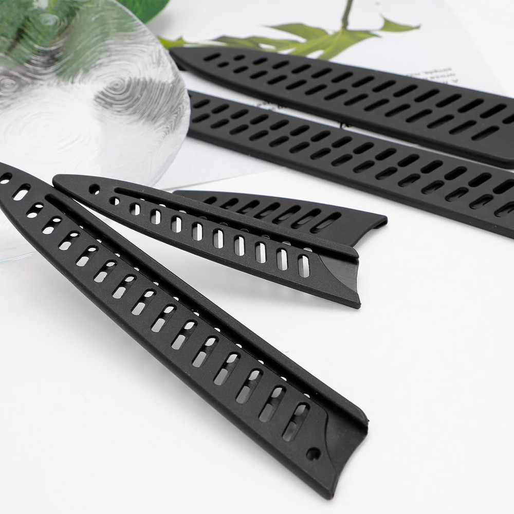 5 Pack Black Kitchen Knife Sheaths, Plastic Blade Guards for 8'' 5'' 3.5'' Chef