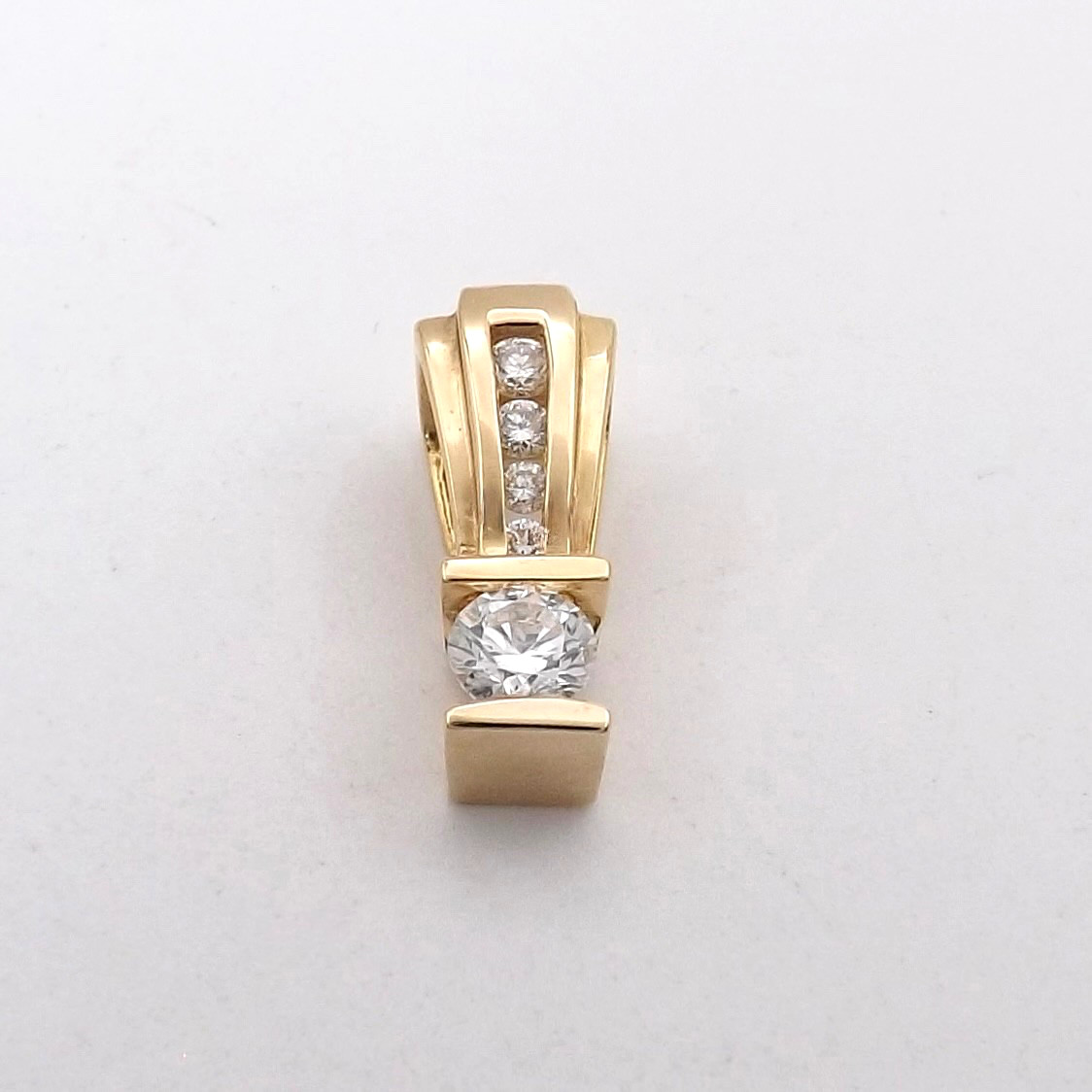 Solid 14k Gold Natural Diamond Slide Pendant Channel & Tension Setting New