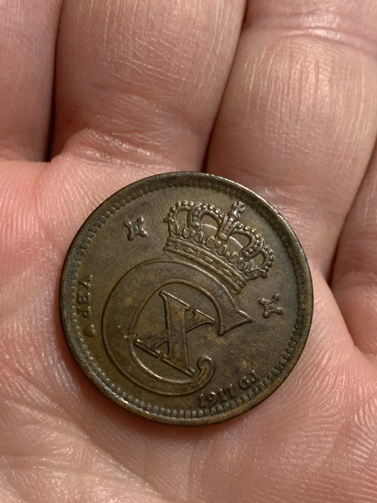 1917 Denmark 5 Ore, coin circulated