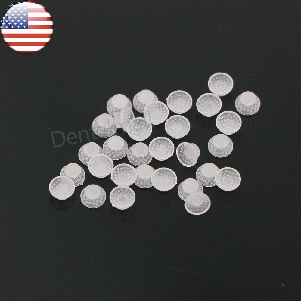 US 100Pcs Dental Orthodontic Ceramic Lingual Button Clear Bondable Mesh Base