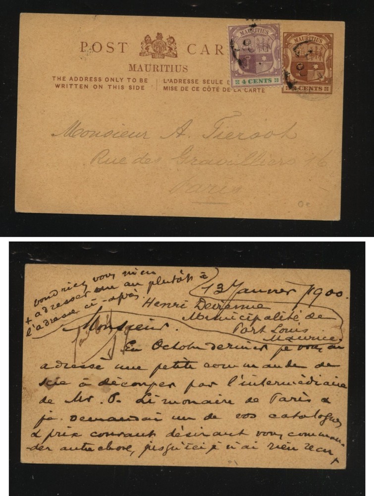 Mauritius   nice uprated postal  card   1900         HC0408