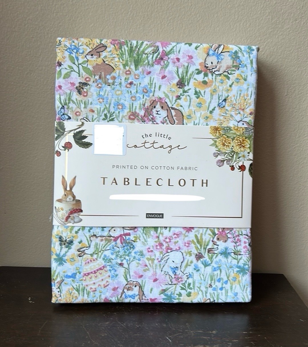 Envogue Tablecloth Easter Spring Bunny Floral Cotton 60”x84” Oblong New