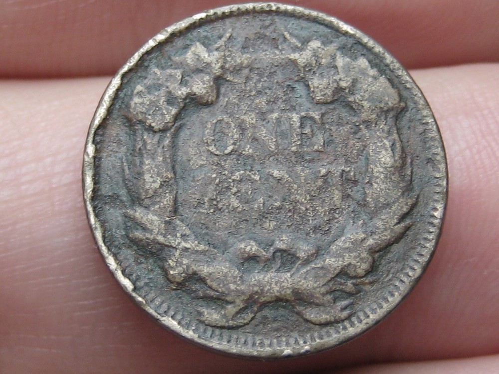 1858 Flying Eagle Penny Cent- Small Letters, Fine/VF Obverse Details