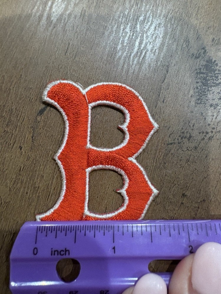 Vtg Boston Red Sox Red Embroidered "B" Baseball Iron On Patch MLB