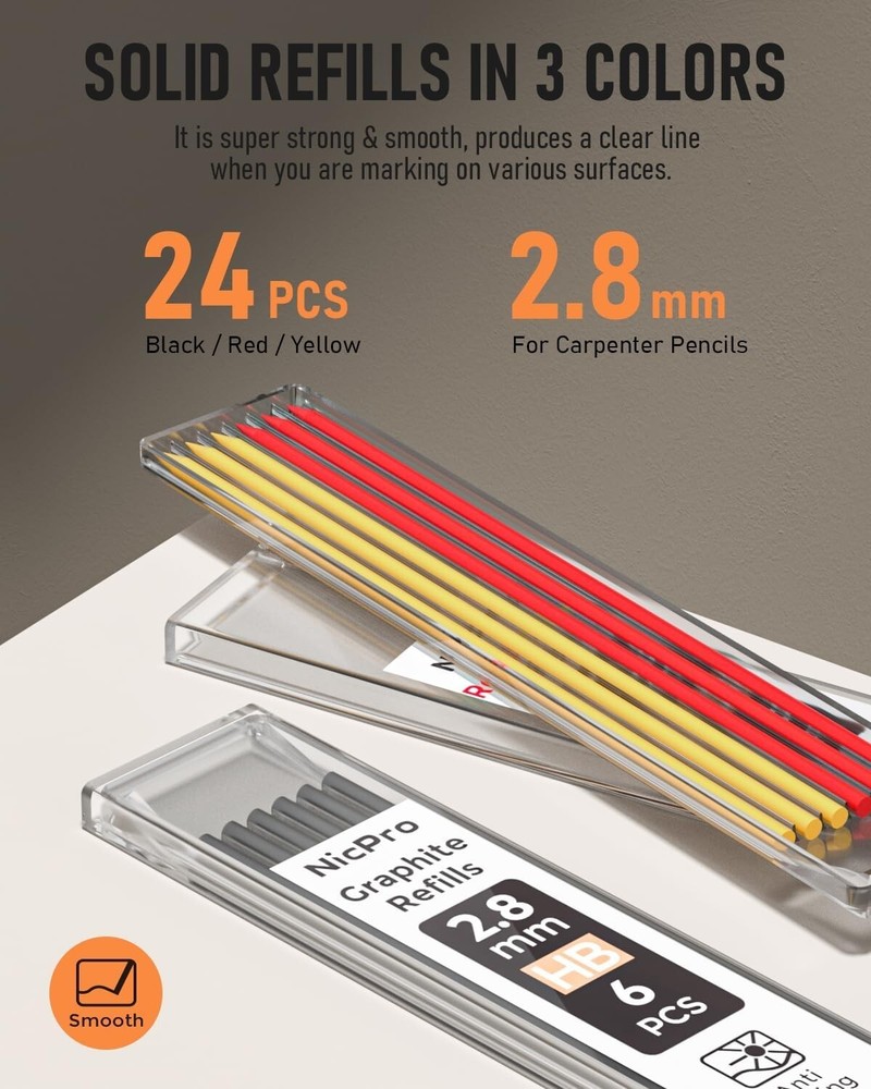 Mechanical Carpenter Pencils Set with 26 Marker RefillsDeep Hole Marker Const