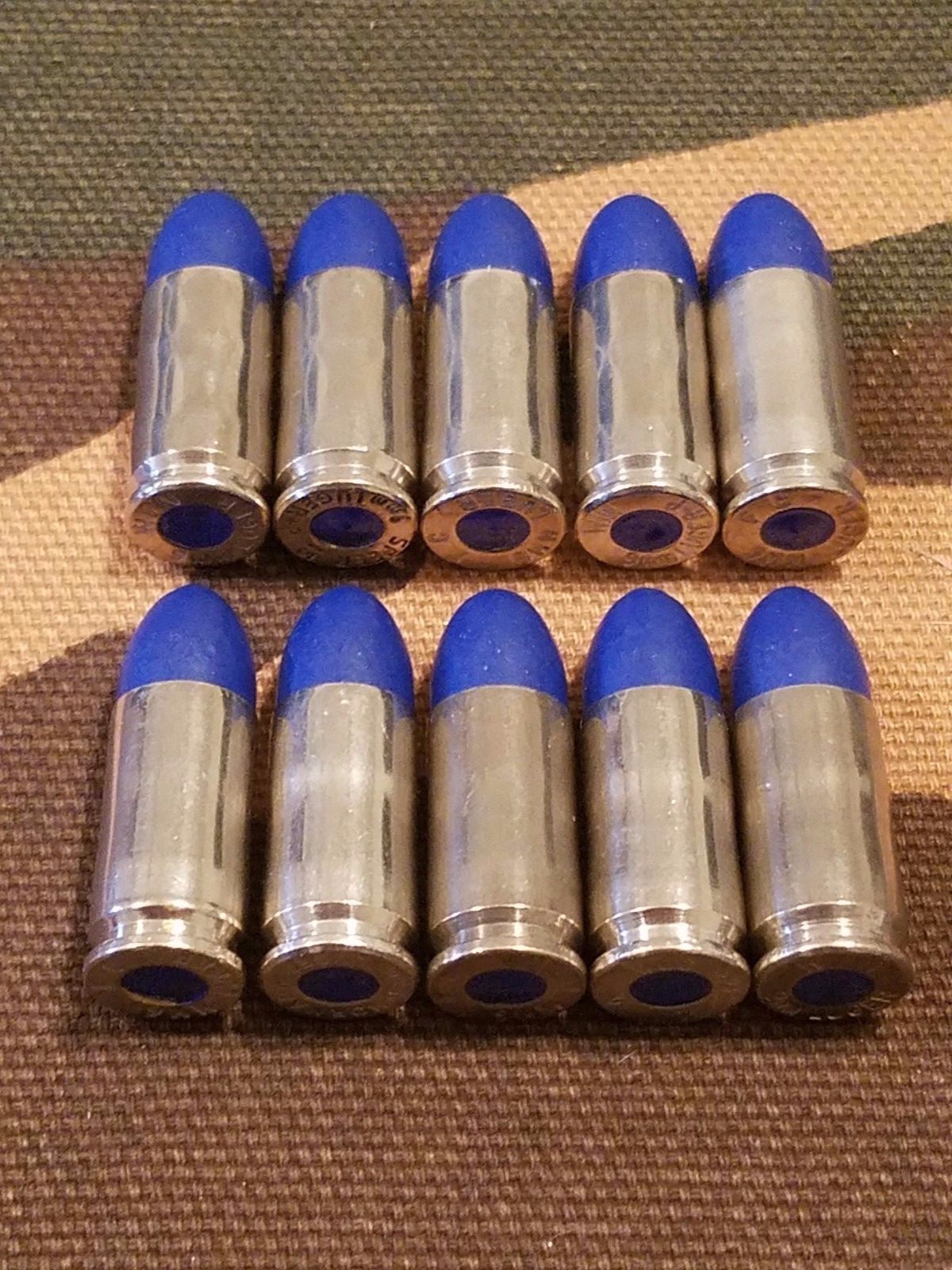 9MM LUGER SNAP CAPS  SET OF 10, 124GR. (BLUE+NICKEL)