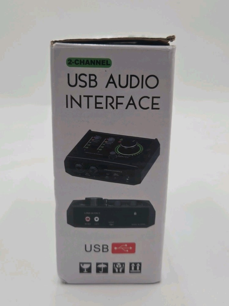BOMGE BMG-22M 2 Channel USB Audio Interface 48V Phantom Power Recording Mixer...