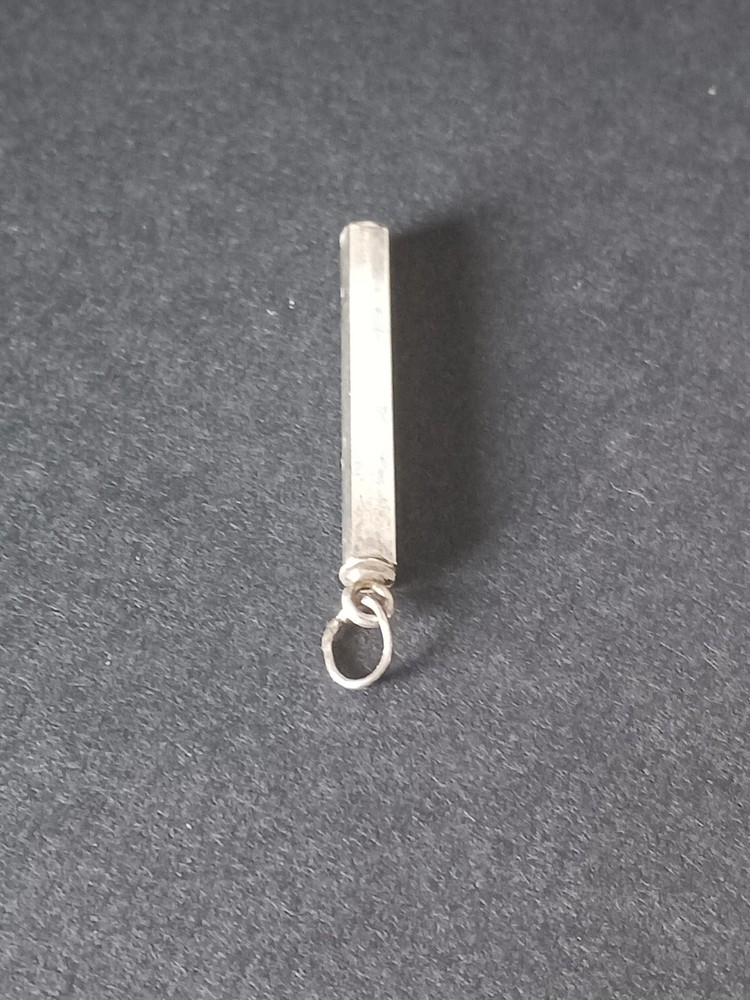 Vtg Sterling Silver Vertical Rectangular 1.75" Bar Pendant Minimalist