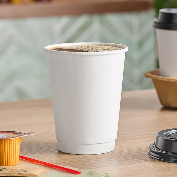 Choice 12 oz. White Smooth Double Wall Paper Hot Cup - NEW