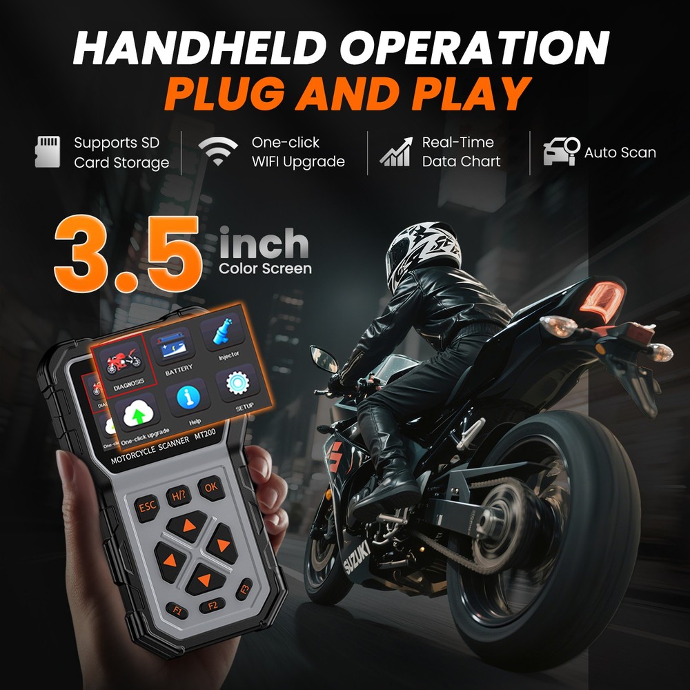 Motorcycle Scanner Full System Diagnostic Scan Tool CO Idle Adjust Battery Test