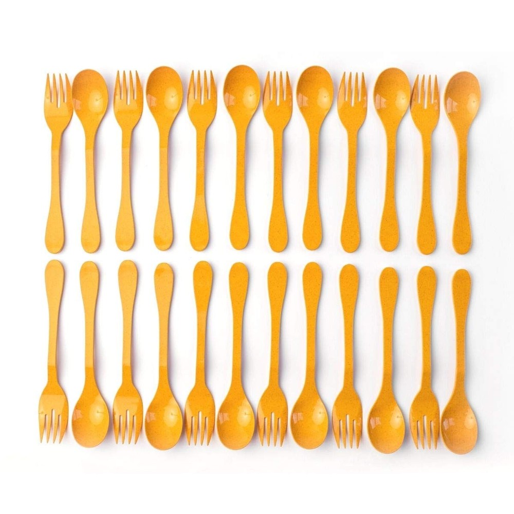 Eco Plant Based 24 Pack Reusable Flatware Set (Orange)