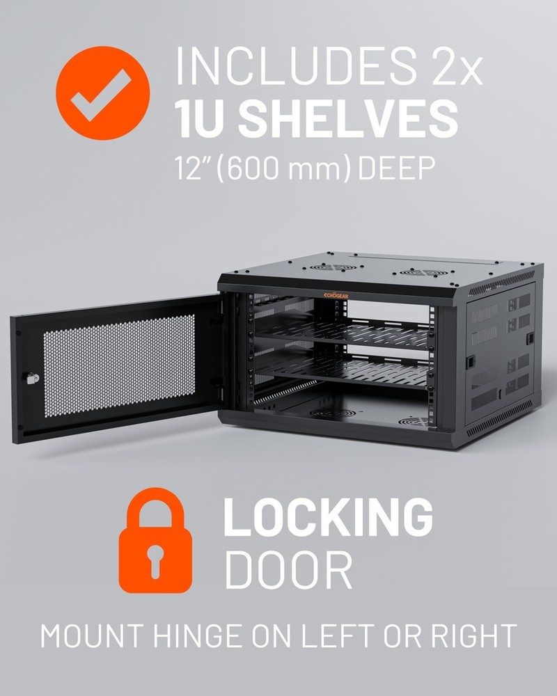 ECHOGEAR 6U Enclosed Network Rack - EGAV-PRE6U600D