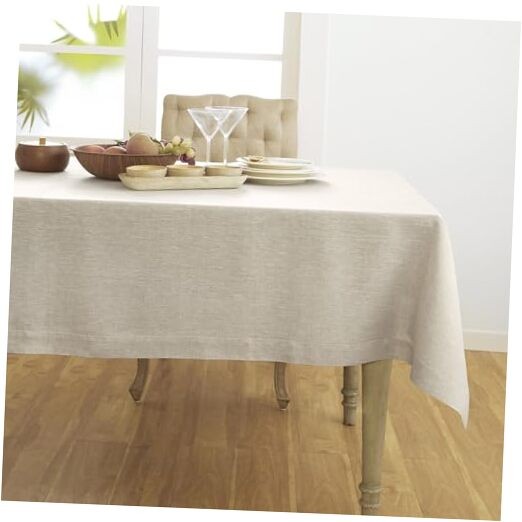 Linen Tablecloth 60 x 90 Inch - 100% 90" x 60" (Rectangular) Light Natural