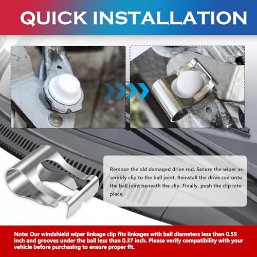 2PCS Windshield Wiper Linkage Clip Stainless Steels,Windshield Wiper Assembly