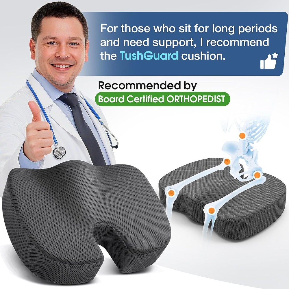 TushGuard Memory Foam Seat Cushion Sciatica Relief
