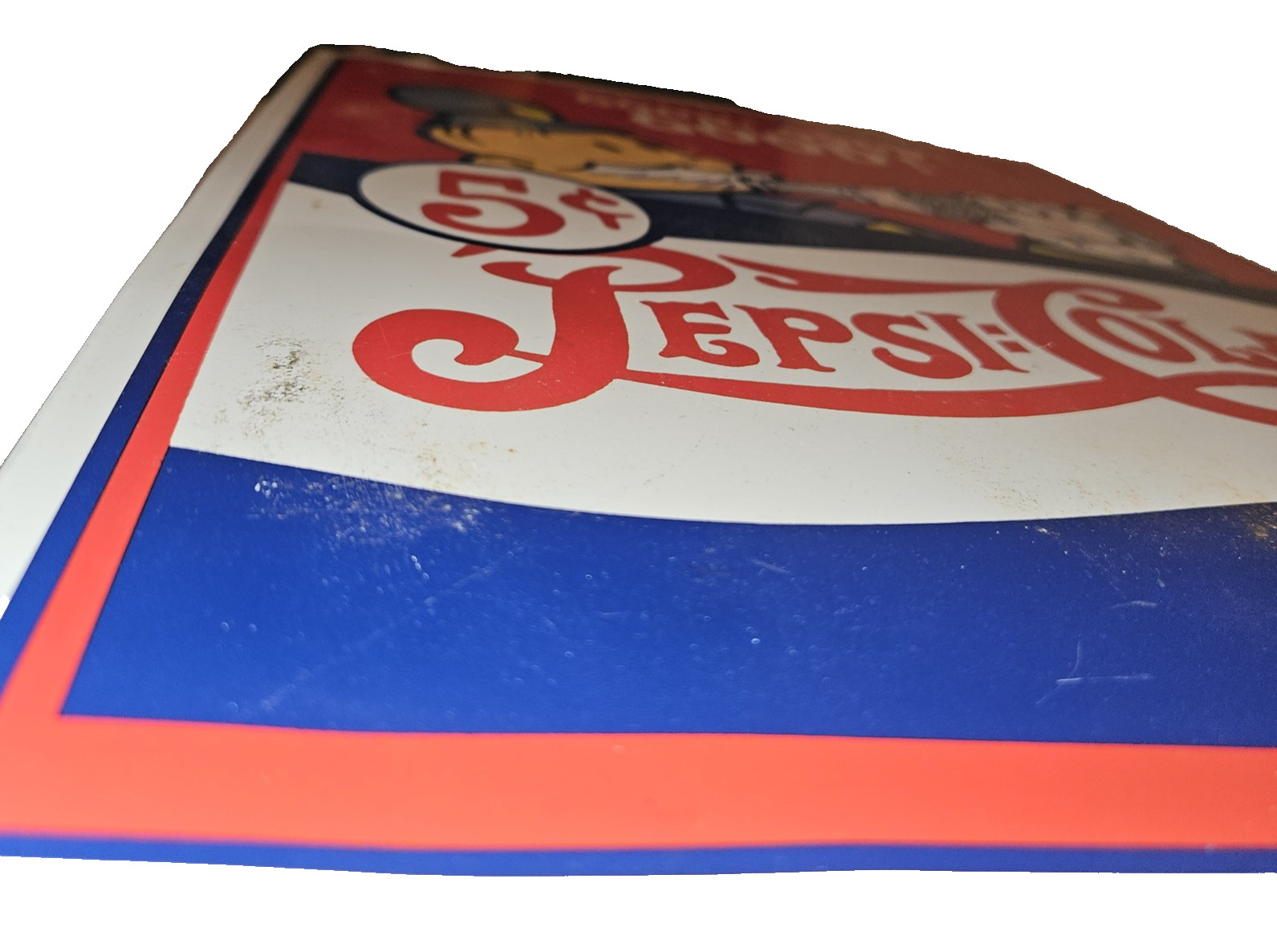 Vintage Pepsi-Cola 5 Cent Metal Sign Soda Advertisement Made USA