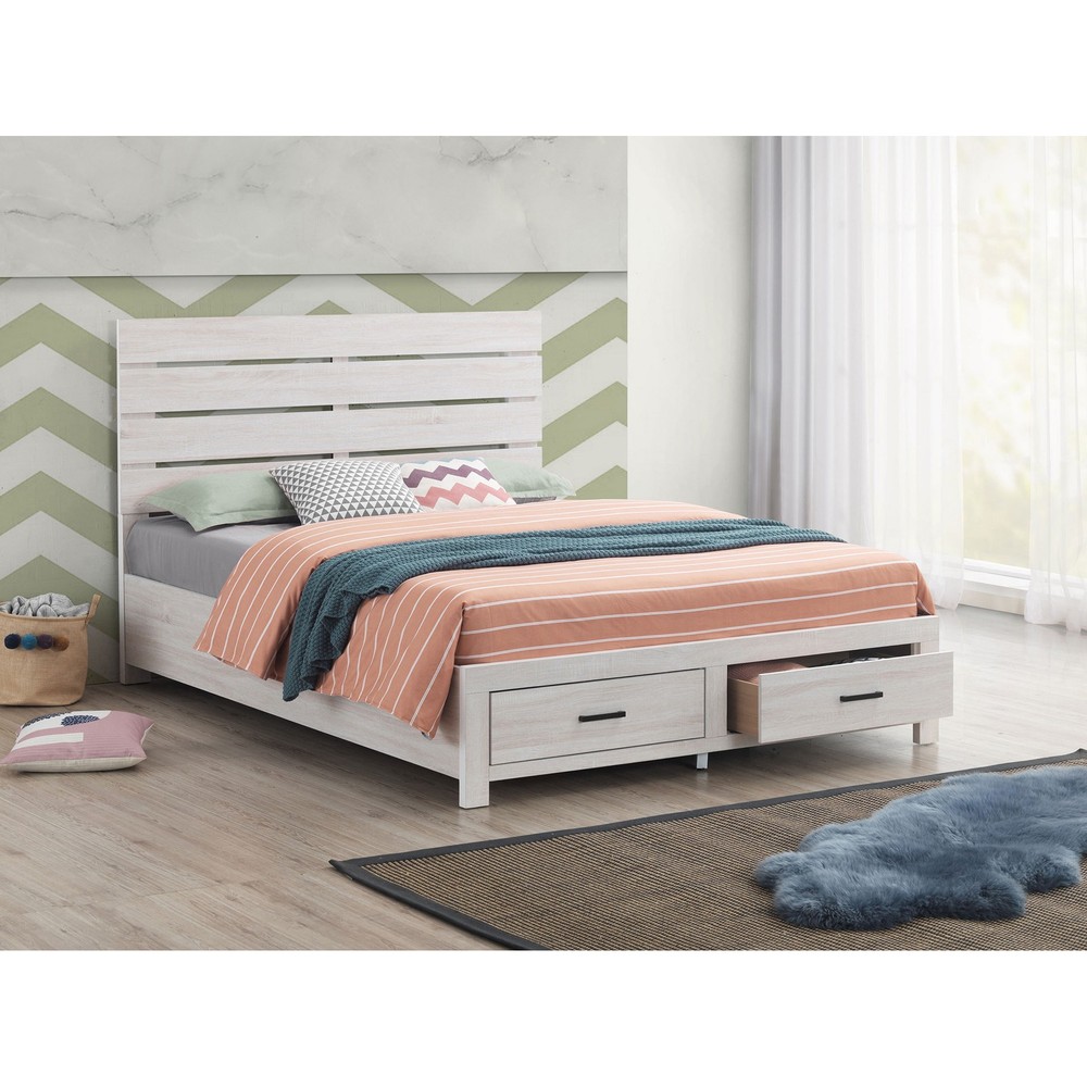 Geary Coastal White Eastern King Storage Panel Bed