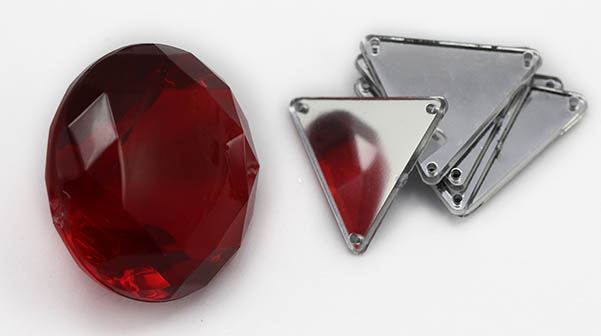 25mm Triangle Mirror Sew On Beads For Crafts - 10 PCS