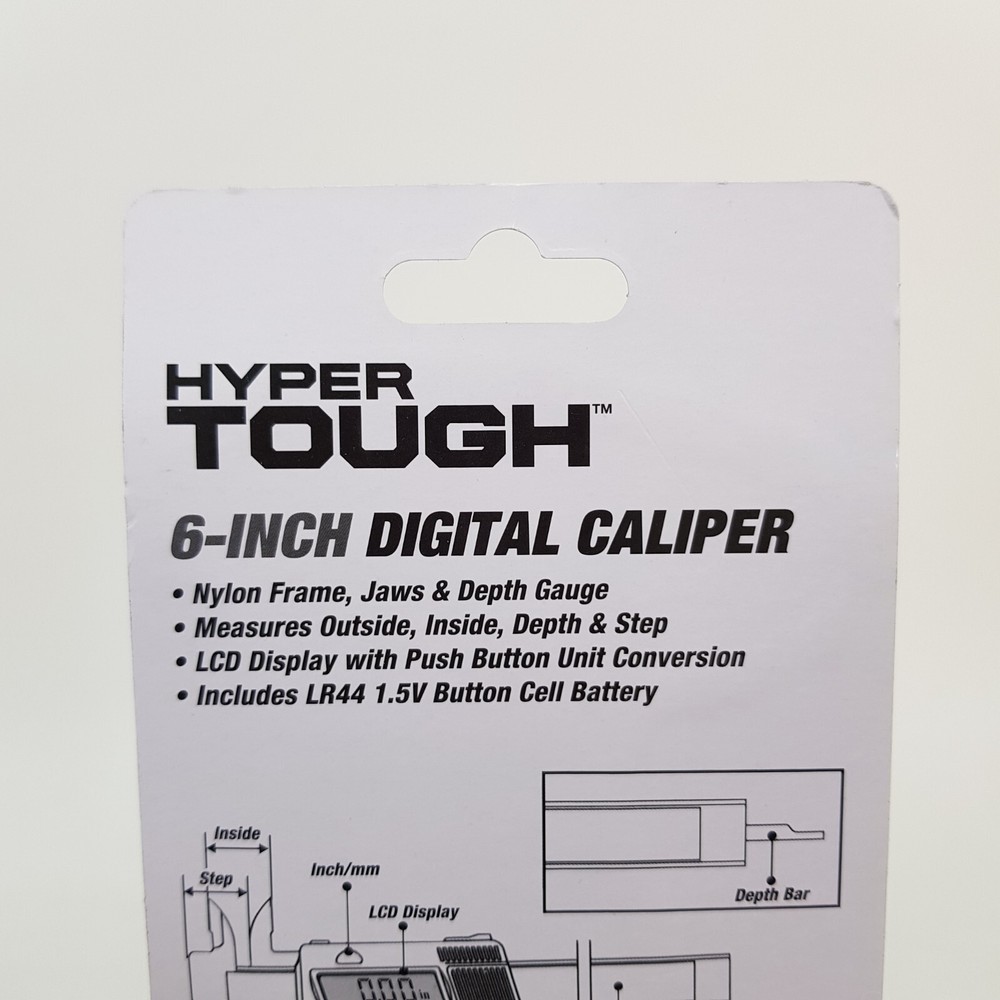 Hyper Tough 6" DIGITAL CALIPER LCD Display MEASURES OUTSIDE INSIDE DEPTH STEP